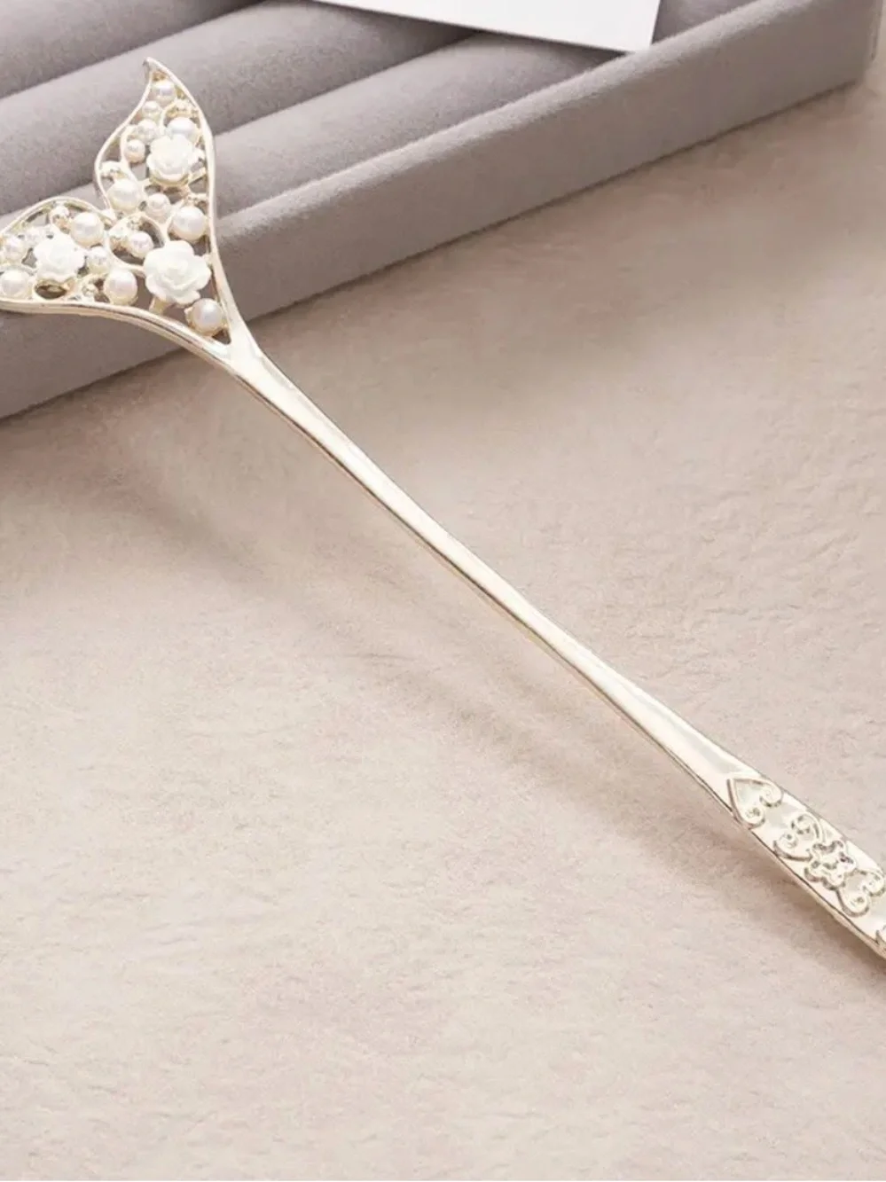 Gold Pearl Mermaid Tail Hair Stick